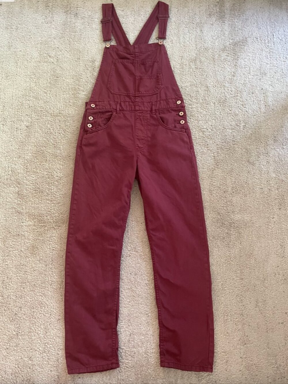 Free People We the Free Ziggy Overalls in Burgundy Size XS 90s